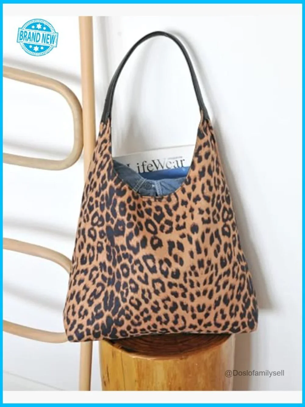 Leopard Print Hobo Bag Slouchy Magnetic Closure Lightweight Shoulder Tote Purse